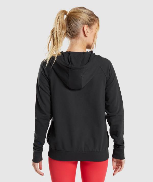Damske Mikiny S Kapucňou Gymshark Training Zip Čierne | ZM8310246